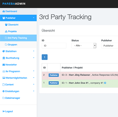 Admin - 3RD Party Tracking